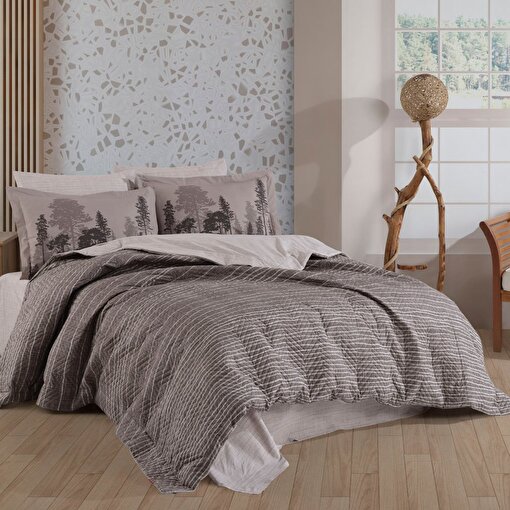 Hobby Tully Kahve - Çift Kişilik Poplin Kapitone Nevresim Takımı. ürün görseli