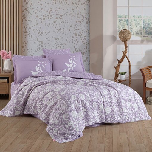 Hobby Hira Lila - Tek Kişilik Poplin Kapitone Nevresim Takımı. ürün görseli