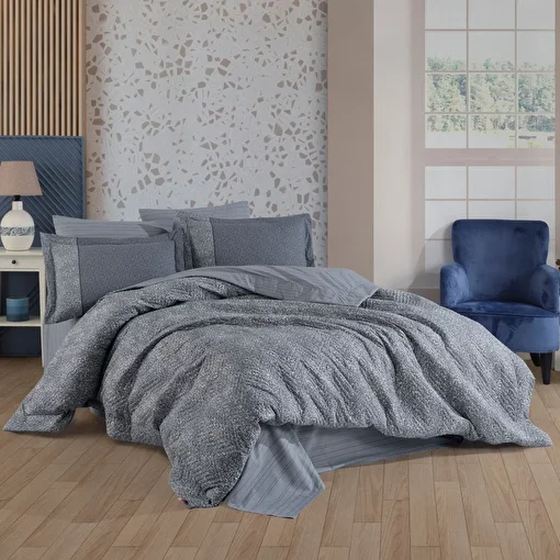 Picture of Hobby Silvana Gray - Double Poplin Quilted Duvet Cover Set