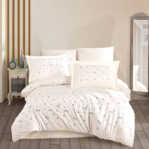 Hobby Premium Spring Krem - Poplin Çift Kişilik Nakışlı Nevresim Takımı. ürün görseli