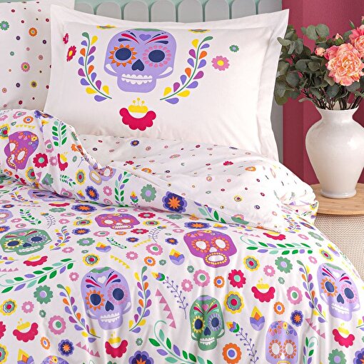 Hobby Alice Mor - Poplin Studio Tek Kişilik Nevresim Takımı. ürün görseli