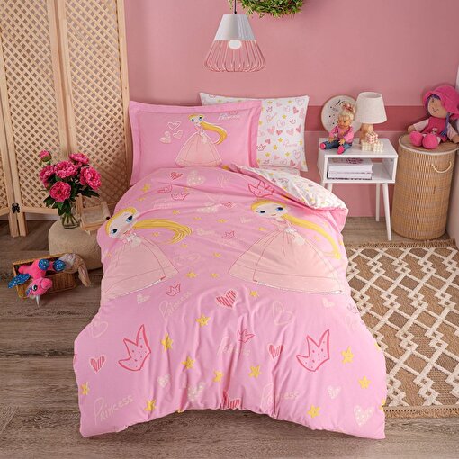 Hobby Prenses Pembe - Poplin Studio Tek Kişilik Nevresim Takımı. ürün görseli