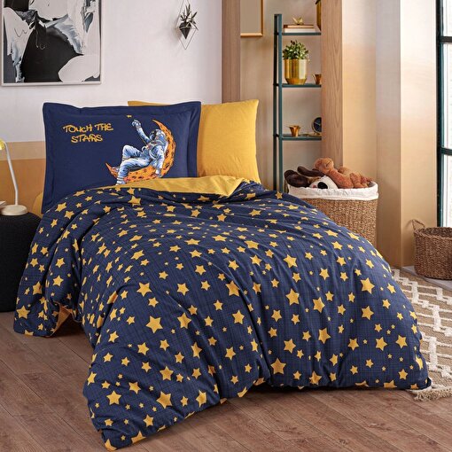 Hobby Space Lacivert - Poplin Studio Tek Kişilik Nevresim Takımı. ürün görseli