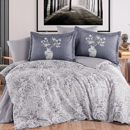 Hobby Bolera Gri - Çift Kişilik Saten Nevresim Takımı. ürün görseli