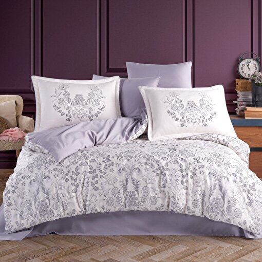 Hobby Tiago Violet - Çift Kişilik Saten Nevresim Takımı. ürün görseli