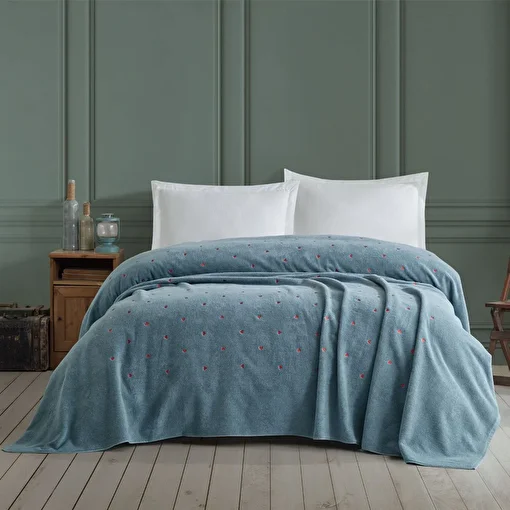 Picture of Hobby Lubow Double Embroidered Bedspread Love - Çağla Green