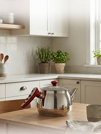 Hascevher Apple 1,0 Lt Mini Boy Çelik Kapaklı Demlik. ürün görseli