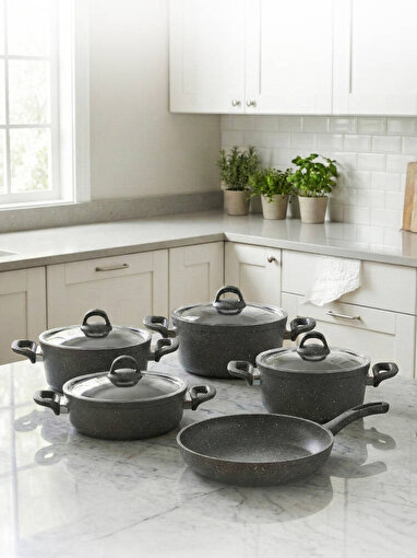 Hascevher Granit 9 Pcs Beren Set Cam Kapaklı 4mm (20/24/30Ten/28Kar/28Tv)	Renk: GRİ   . ürün görseli