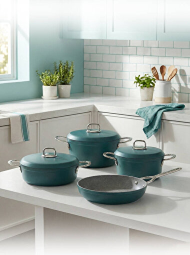 Hascevher Clarissa 7 Pcs Granit Elmas Tencere Seti (18/22Ten/26Kar/26Tv)	Renk: SU YEŞİLİ   . ürün görseli