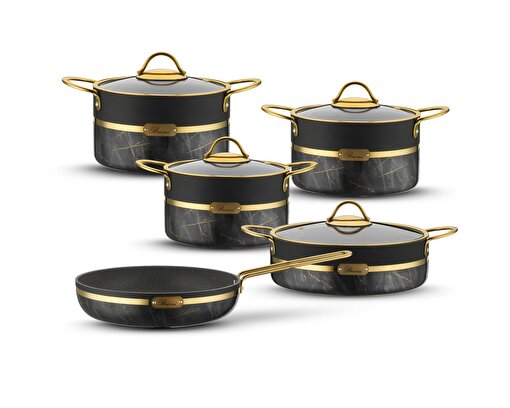 Picture of Selection Plus 9-Piece Nonstick, Scratch-Resistant Granite Cookware Set – Black