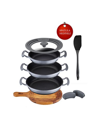 Try Cook 7 Parça Yanmaz-Yapışmaz Sahan Seti Gri. ürün görseli