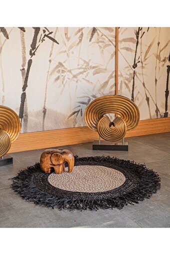 Picture of Koza Carpet Natura Hand Woven Jute Bohemian Style Authentic Living Room Living Room Corridor Bedroom Natural Carpet 00005A 90 x 90