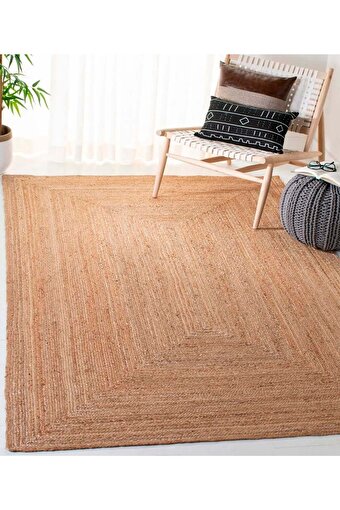 Picture of Koza Carpet Natura Hand Woven Jute Bohemian Style Authentic Living Room Living Room Corridor Bedroom Natural Carpet 00010A 90 x 150