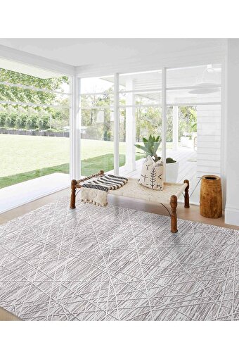 Picture of Koza Halı Koza Hayad Kilyos Cream Gray Acrylic Carpet Living Room Bedroom Hallway Machine Made Carpet 45683A 80 x 150