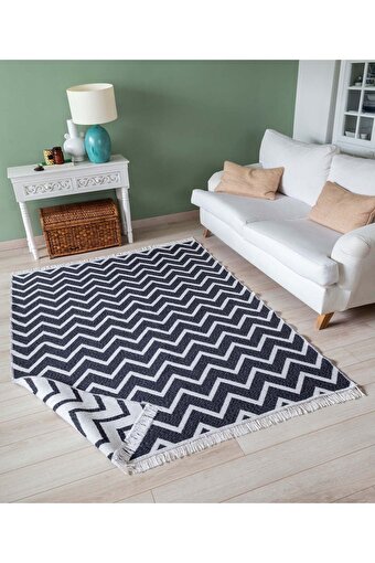Picture of Koza Home Duo White Black Double Sided Washable Woven Rug 23002A 60 x 100