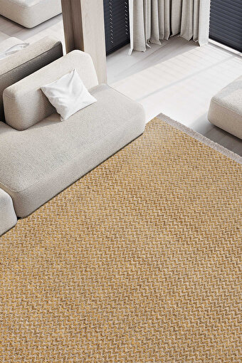Picture of Koza Halı Rosso Yellow Woven Sisal Rug Jute Rug Kilim Living Room Sitting Room Bedroom Hallway Rug 23033A 60 x 100