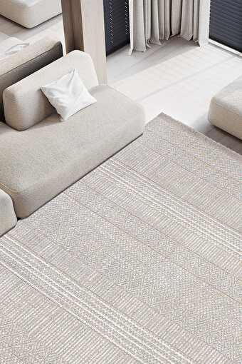 Picture of Koza Halı Rosso Cream Woven Sisal Rug Jute Rug Kilim Living Room Sitting Room Bedroom Hallway Rug 23041A 60 x 100