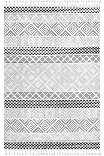 Picture of Koza Carpet Koza Hayad Monaco Cream Black Carpet Living Room Bedroom Hallway Machine Carpet 33342 80 x 150