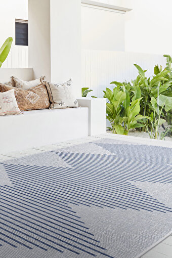 Koza Halı Fresco Ekru Lacivert İskandinav Jüt Yıkanabilir Halı Kilim Balkon Teras Salon Koridor Halısı 22835A 200 x 290. ürün görseli