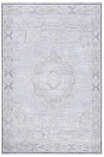 Picture of Koza Carpet Koza Premium Diva Gray Gold Carpet Living Room Sitting Room Bedroom Hallway Machine Carpet 31263C 100 x 200