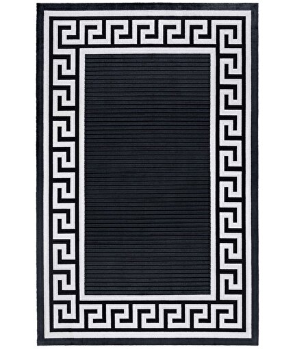 Picture of Koza Carpet Koza Premium Pearl Black Cream Carpet Living Room Bedroom Hallway Machine Made Carpet 51327H 160 x 230