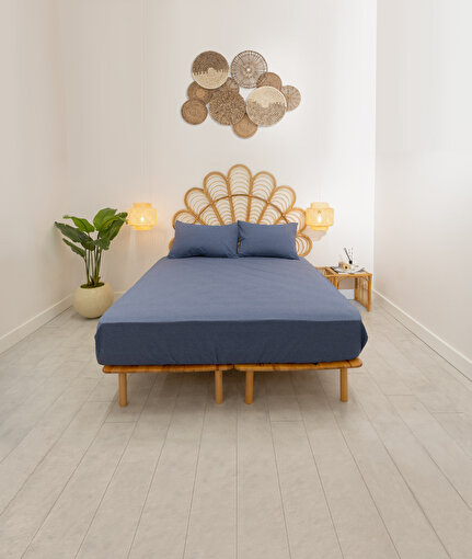 Koza Home Simena Lastikli Çarşaf Seti Pamuk Navy 9536A 180 x 200. ürün görseli