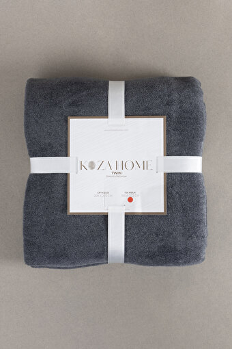 Picture of Koza Home Twin Blanket Soft Cotton Single Blanket Anthracite Cream 150 x 200 5014A Single