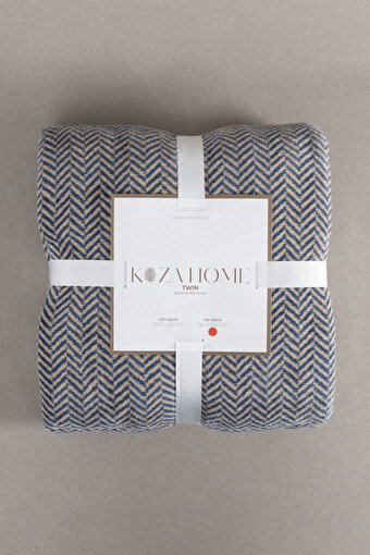 Picture of Koza Home Twin Blanket Soft Cotton Single Blanket Coffee Blue 150 x 200 5017A Single