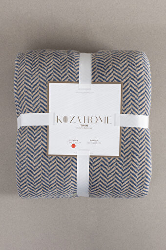Picture of Koza Home Twin Blanket Soft Cotton Double Blanket Coffee Blue 200 x 220 5021A Double