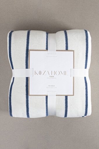 Picture of Koza Home Twin Blanket Soft Cotton Single Blanket Blue Cream 150 x 200 5023A Single