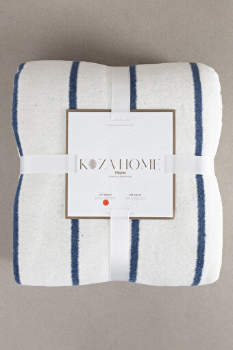 Picture of Koza Home Twin Blanket Soft Cotton Double Blanket Blue Cream 200 x 220 5027A Double