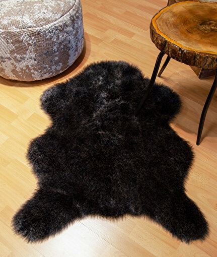 Picture of Koza Carpet Sheepskin Washable Non-Slip Base Anthracite Carpet 60 x 90