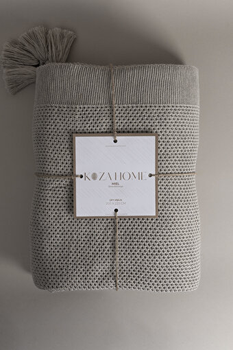 Picture of Koza Home Miel Mink Edge Pompom Double Blanket 200x220 37110 Double