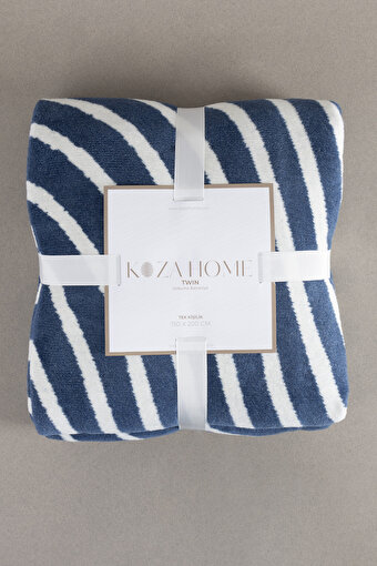 Picture of Koza Home Twin Blanket Soft Cotton Single Blanket Blue Cream 150 x 200 5031A Single