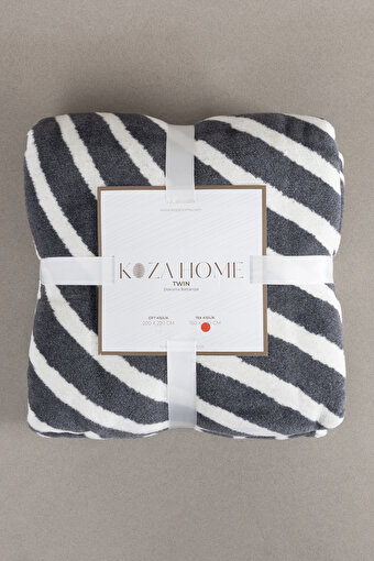 Picture of Koza Home Twin Blanket Soft Cotton Single Blanket Anthracite Cream 150 x 200 5034A Single