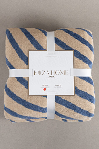 Picture of Koza Home Twin Blanket Soft Cotton Double Blanket Coffee Blue 200 x 220 5037A Double