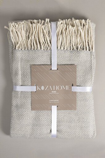 Picture of Koza Home Suez Grey White Color Wool Tv Blanket 91247 130x170 cm Single