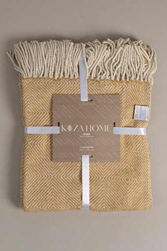 Picture of Koza Home Suez Mustard White Color Wool Tv Blanket 91250 130x170 cm Single