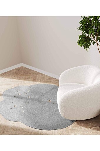Picture of Koza Carpet Boulder Hand Knitted Round Gray Cotton Washable Carpet Rug Balcony Terrace Living Room Corridor Carpet Wicker Carpet 69587 120 x 180