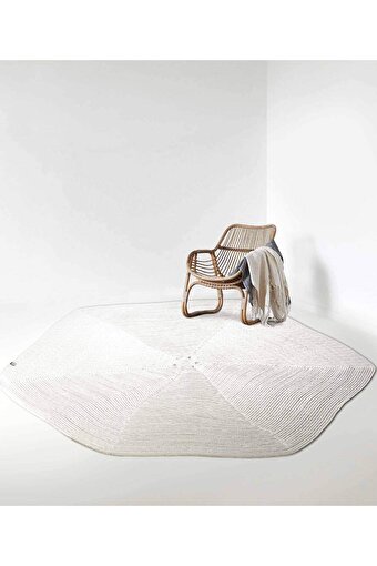 Picture of Koza Carpet Boulder Hand Knitted Hexagon White Cotton Washable Carpet Rug Balcony Terrace Living Room Corridor Carpet Wicker Carpet 69592 120 x 120