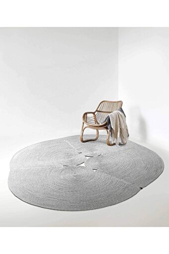 Picture of Koza Carpet Boulder Hand Knitted Ellipse Gray Cotton Washable Carpet Rug Balcony Terrace Living Room Corridor Carpet Wicker Carpet 69596 120 x 180