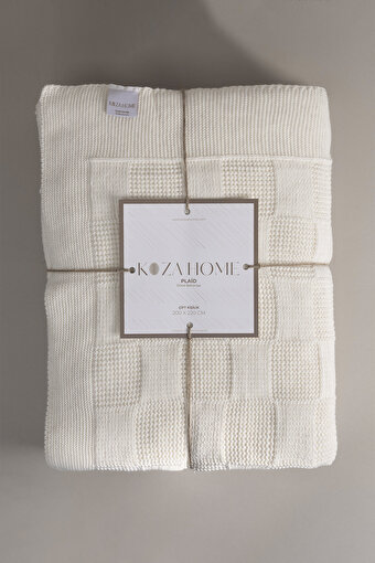 Picture of Koza Home Plaid Cream Double Blanket 200x220 15000 Double