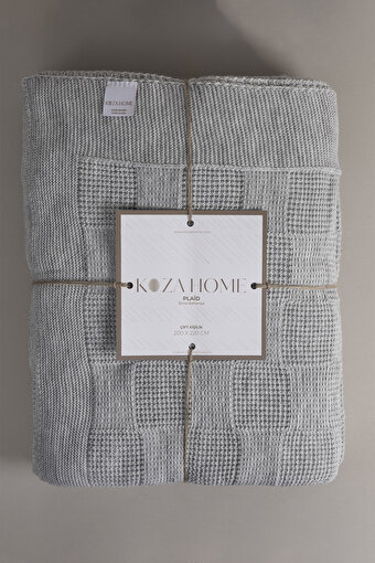 Picture of Koza Home Plaid Gray Double Blanket 200x220 15005 Double
