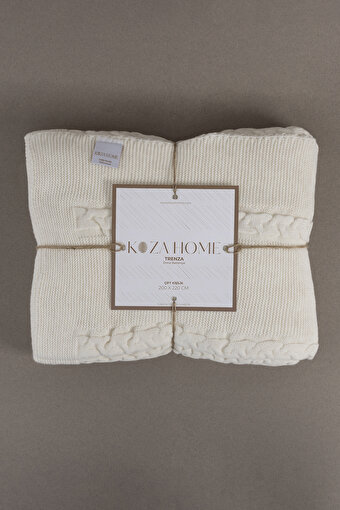 Picture of Koza Home Trenza Cream Double Blanket 200x220 15025 Double