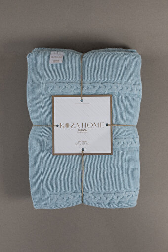 Picture of Koza Home Trenza Blue Double Blanket 200x220 15045 Double