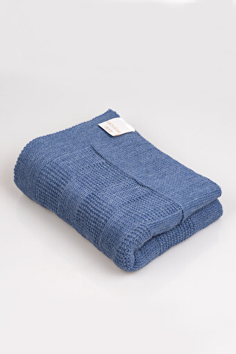Picture of Koza Home Plaid Blue Wool Acrylic Single Child Blanket 33666 80 x 100