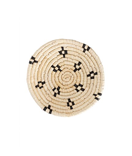 Koza Home Meander Dekoratif Siyah Desenli Bambu Duvar Tabağı 30cm 8993 30 resmi