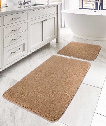 Koza Home Mino Kaydırmaz Taban Bej 2'li Banyo Paspası 60 x 100 - 50 x 60 60 x 100. ürün görseli