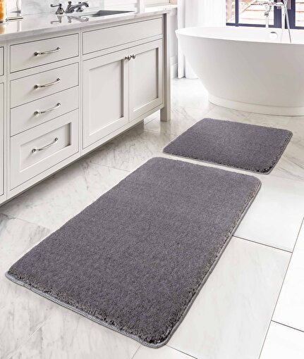 Koza Home Mino Kaydırmaz Taban Gri 2'li Banyo Paspası 60 x 100 - 50 x 60 60 x 100. ürün görseli