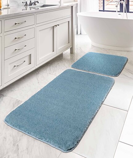 Koza Home Mino Kaydırmaz Taban Turkuaz 2'li Banyo Paspası 60 x 100 - 50 x 60 60 x 100. ürün görseli